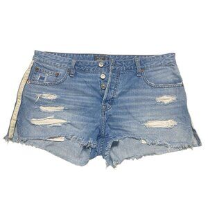 Abercrombie Fitch Denim Shorts Women Size 8 29 Ames Low Rise Boyfriend Raw Hem